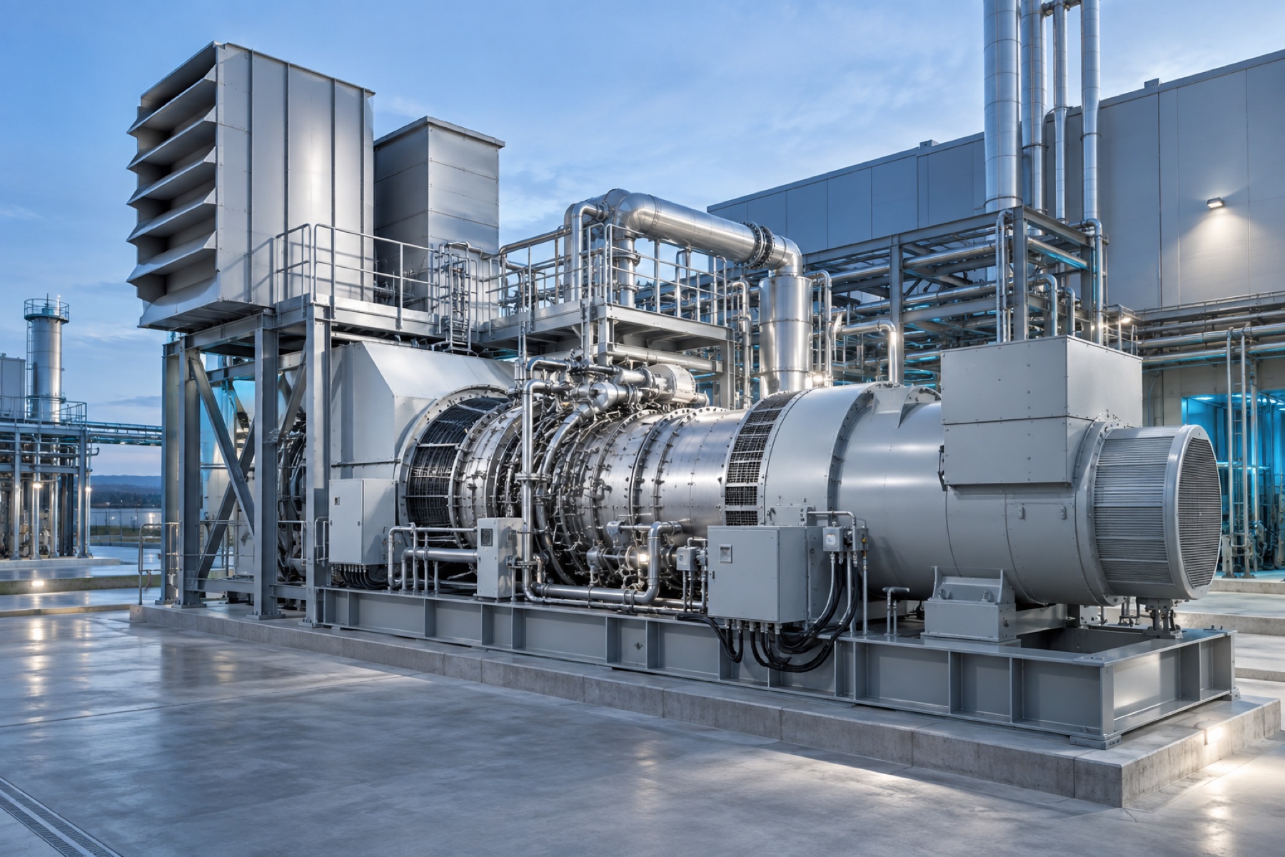 Complete industrial gas turbine generator package